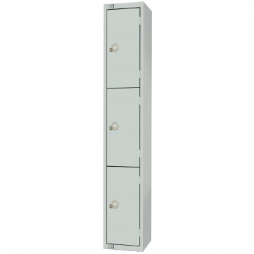 Elite Three Door Camlock Locker with Sloping Top Grey