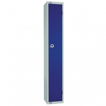 Elite Single Door Padlock Locker with Sloping Top Blue