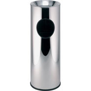 Ash and Waste Bin, Silver. Fire safe liner. 38cm diameter x 73cm high. 41.61 litres.