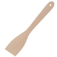 Wooden Spatula, 12" curved handle with a flat end.