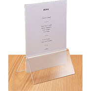 Menu Card Holder, Clear acrylic. For A5 menu cards (not supplied)