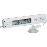 Fridge Freezer Thermometer, Features alarm and dual sensors for fridge and room temperatures.