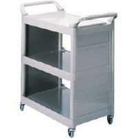 Light Duty Service Utility Cart, Black. Polypropylene construction.