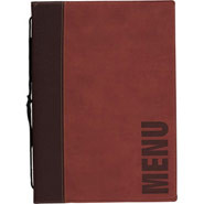 Contemporary Menu Holder - A4, Colour: Wine Red. 1 Insert (4 pages).