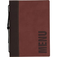 Contemporary Menu Holder - A5, Colour: Wine Red. 1 Insert (4 pages).