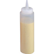 Squeeze Sauce Bottle, Clear. 8oz capacity. Soft and flexible polyethylene.