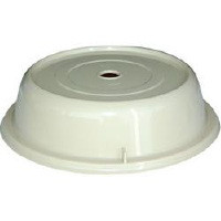 Plastic Plate Cover, 10" diameter. Beige plastic with lugs