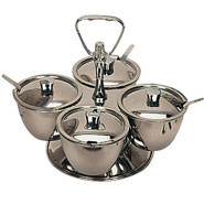 Revolving Relish Server, 4 bowls. Stainless steel.