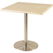 Light Beech Table - Stainless Steel Base, 700mm square.