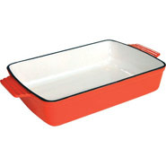 Orange Rectangular Dish, 390(w) x 235(d) x 65(h)mm.