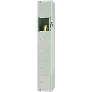 Six Door Locker, Mid grey colour door. 450mm deep. Cam lock.