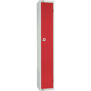 Single Door Locker, Red colour door. 450mm deep. Cam lock.