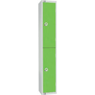 Two Door Locker, Green colour door. 300mm deep. Cam lock.