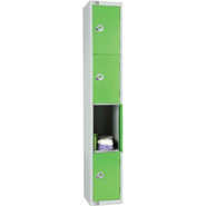 Four Door Locker, Green colour door. 300mm deep. Cam lock.