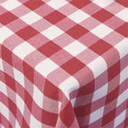 Gingham Polyester - Red & White Check, Tablecloth. 1778 x 1778mm (70 x 70"). 