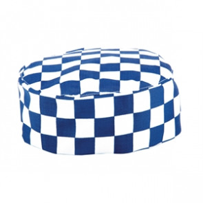 Whites Chefs Skull Cap Big Blue and White Check