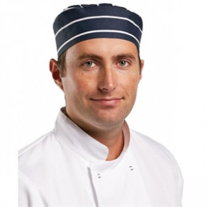 Whites Chefs Skull Cap Blue and White Butchers Stripe