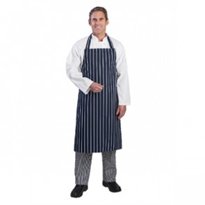 Whites Butchers Apron Navy Stripe