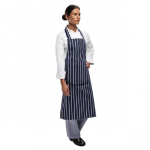 Whites Butchers Apron Navy Stripe