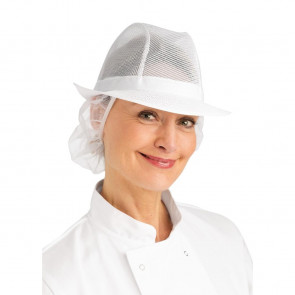 Trilby Hat with Net Snood White L