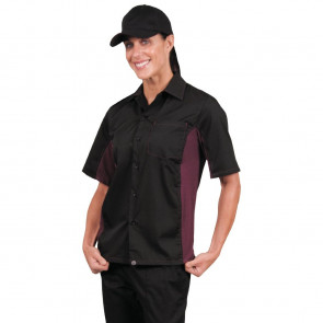 Colour By Chef Works Unisex Contrast Shirt Black and Merlot S