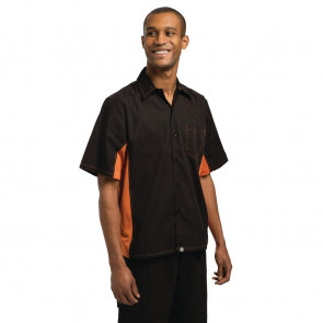 Colour By Chef Works Unisex Contrast Shirt Black and Orange L