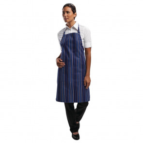 Chef Works Bib Apron Navy and Blue Stripe