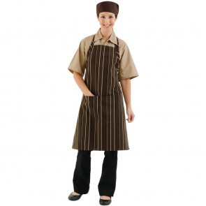 Chef Works Bib Apron Chocolate and Cream Stripe