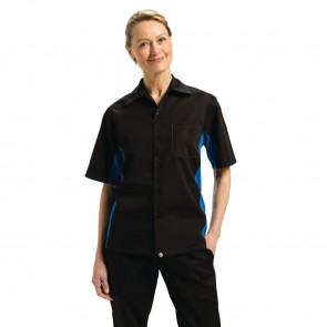 Colour By Chef Works Unisex Contrast Black and Blue Shirt L