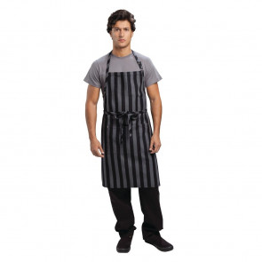 Chef Works Urban Chesapeake Wide Stripe Bib Apron Black