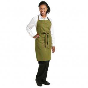 Chef Works Urban Phoenix Green Satin Stripe Bib Apron