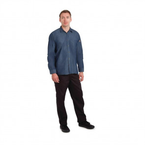 Chef Works Urban Detroit Long Sleeve Denim Shirt Blue XL