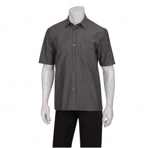 Chef Works Urban Detroit Striped Short Sleeve Denim Shirt Black M