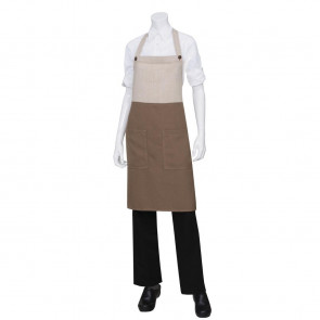 Chef Works Urban Soho Bib Apron with Contrast Block Camel Natural