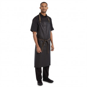 Chef Works Urban Wet Look Boulder Wide Bib Apron Brown and Black