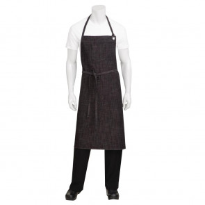 Chef Works Urban Corvallis Crosshatch Wide Bib Apron Blackand Burgundy