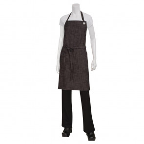 Chef Works Urban Corvallis Crosshatch Bib Apron Black and Burgundy