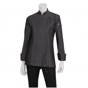 Chef Works Urban Gramercy Denim Womens Zip Chef Jacket Black XL