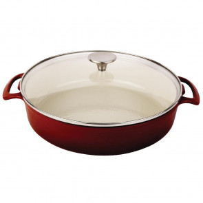 Vogue Round Shallow Casserole Dish Red 3.5L