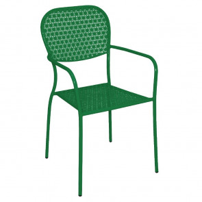 Bolero Garden Green Patterned Steel Bistro Armchairs (Pack 4)