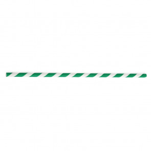 Paper Straws Green and White Stripes