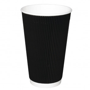 Fiesta Takeaway Coffee Cups Ripple Wall Kraft Black 450ml x25