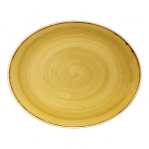 Churchill Stonecast Oval Coupe Plates Mustard Seed Yellow 192mm