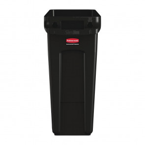 Rubbermaid Slim Jim Container with Venting Channels Black 60Ltr