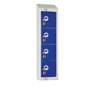 Elite Personal Effects Locker 4 Door Blue Padlock Sloping Top