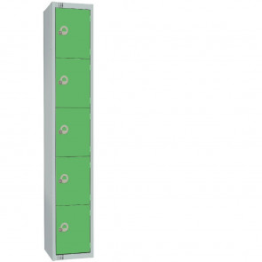 Elite Five Door Camlock Locker with Sloping Top Green