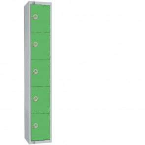Elite Five Door Padlock Locker with Sloping Top Green
