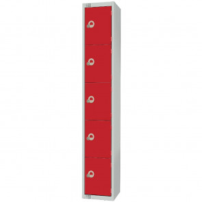 Elite Five Door Padlock Locker Red