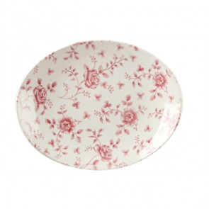 Churchill Vintage Prints Oval Plates Cranberry Rose Print 315mm