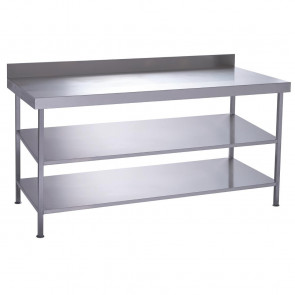 Parry Fully Welded Stainless Steel Wall Table 2 Undershelves 600x600mm